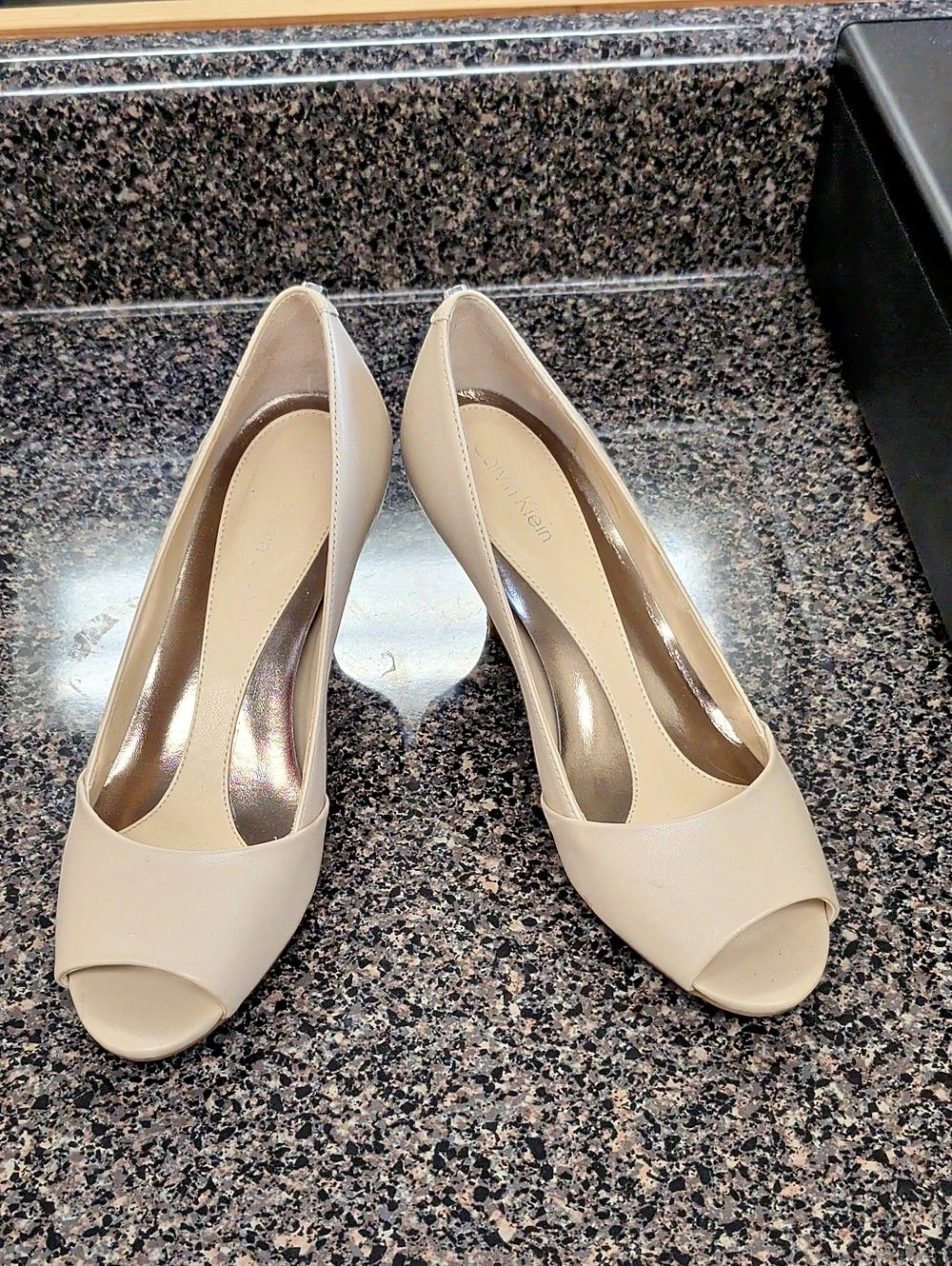 Calvin Klein Beige Peep Toe Heels